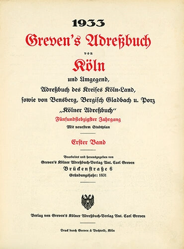 Greven's Adressbuch von 1933