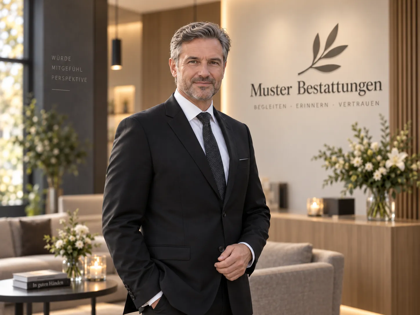 Porträt von Martin Mustermann im Empfangsbereich