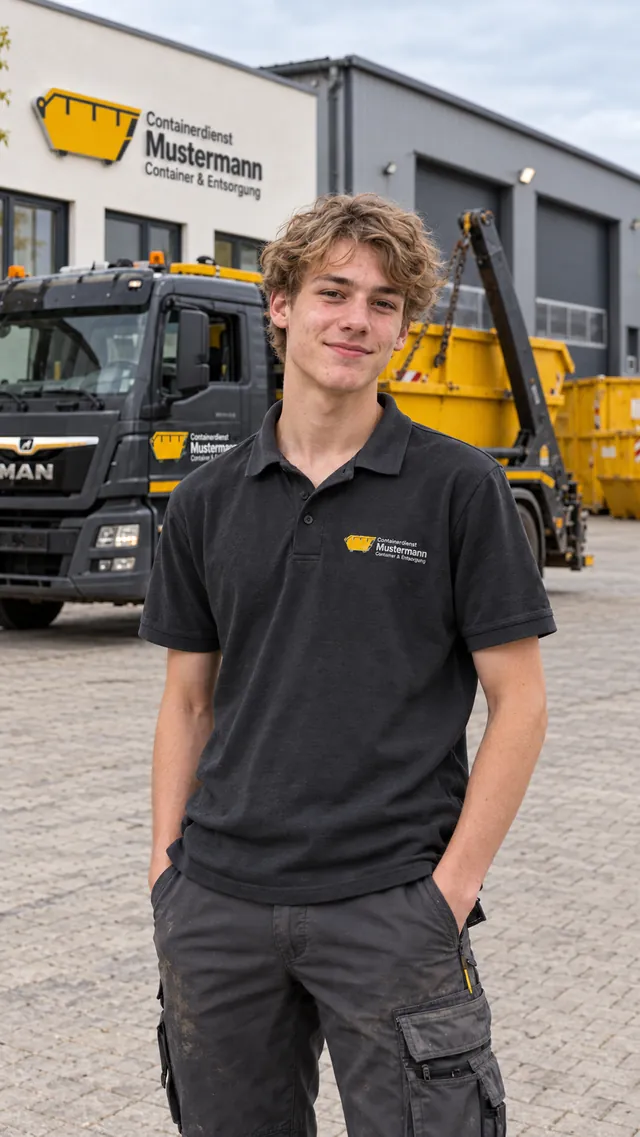Leon Muster, Auszubildender zum Berufskraftfahrer.