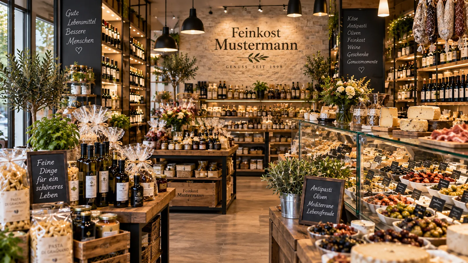 Feinkost Mustermann Ladeninnenansicht