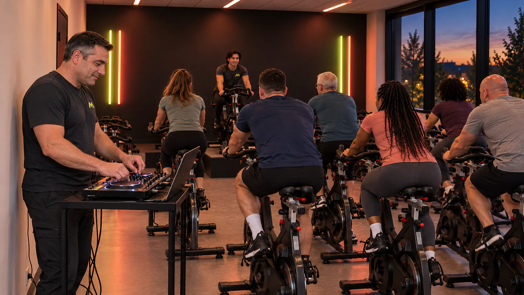 Tarek begleitet das Cycling-Event musikalisch am DJ-Controller.