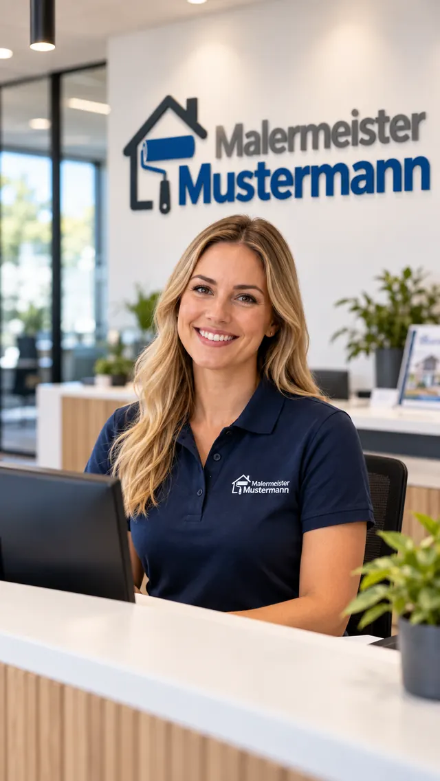 Mitarbeiterin am Empfang von Malermeister Mustermann