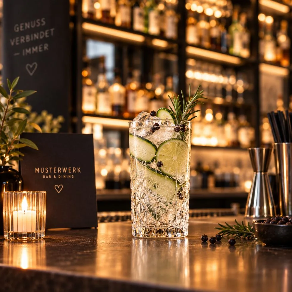 Highball mit Gurke und Wacholder