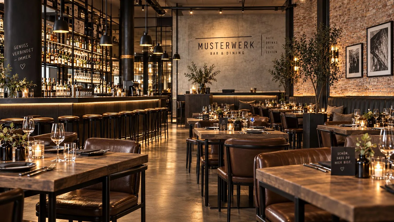 Gastraum mit Bar im MUSTERWERK
