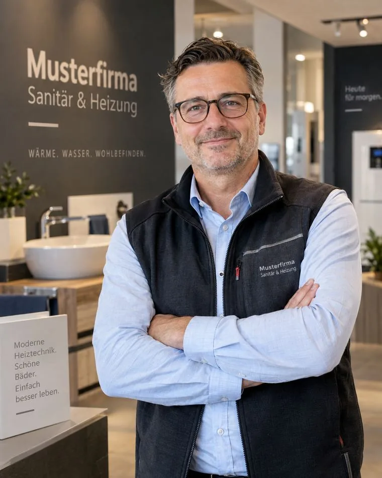 Max Mustermann, Geschäftsführer und Heizungsbaumeister