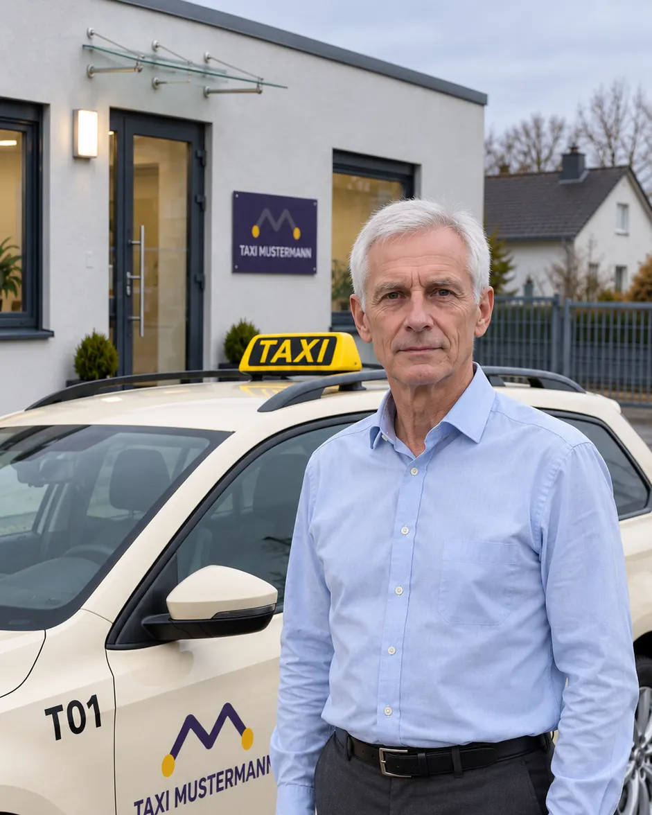 Porträt von Holger Mustermann, Fahrer bei Taxi Mustermann.