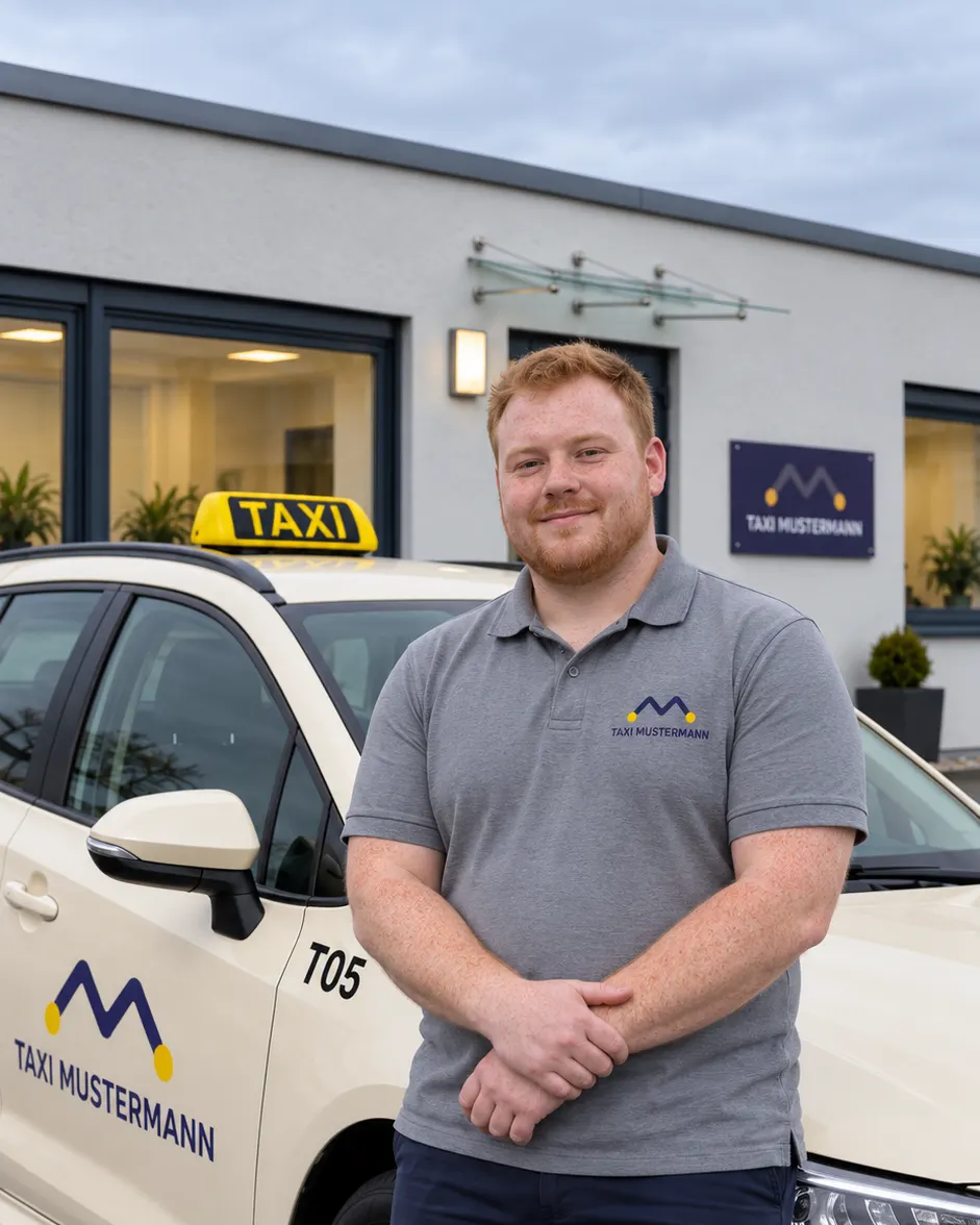Porträt von Dennis Mustermann, Fahrer bei Taxi Mustermann.