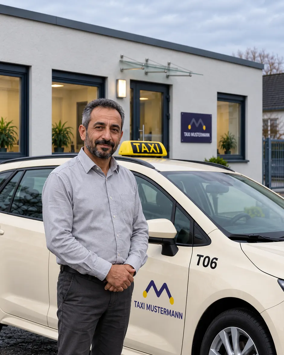 Porträt von Farid Mustermann, Fahrer bei Taxi Mustermann.