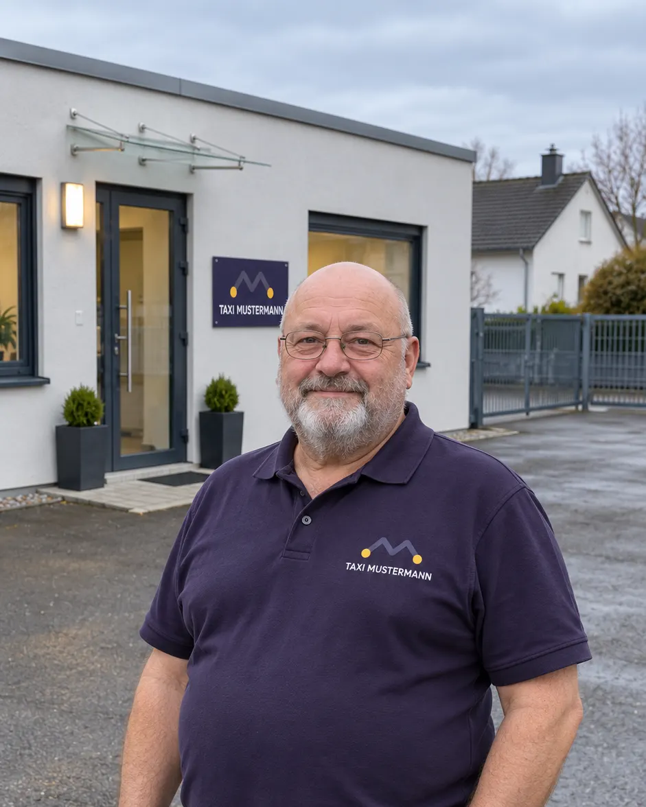 Porträt von Rolf Mustermann, Fahrer bei Taxi Mustermann.