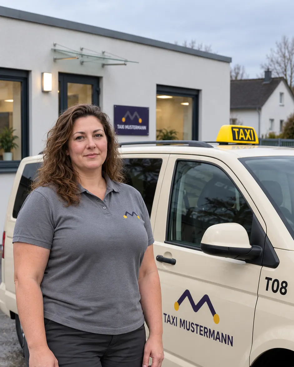 Porträt von Nadine Musterfrau, Fahrerin bei Taxi Mustermann.