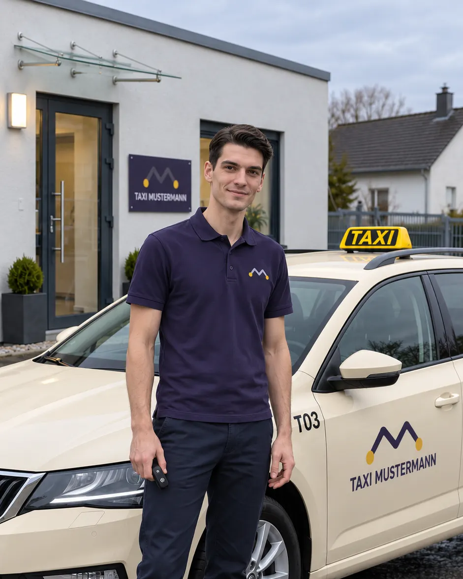 Porträt von Milan Mustermann, Fahrer bei Taxi Mustermann.