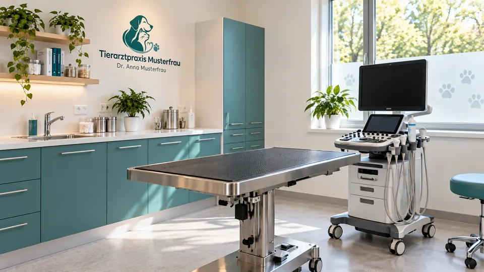 Diagnostikraum mit Ultraschallgerät und Untersuchungstisch