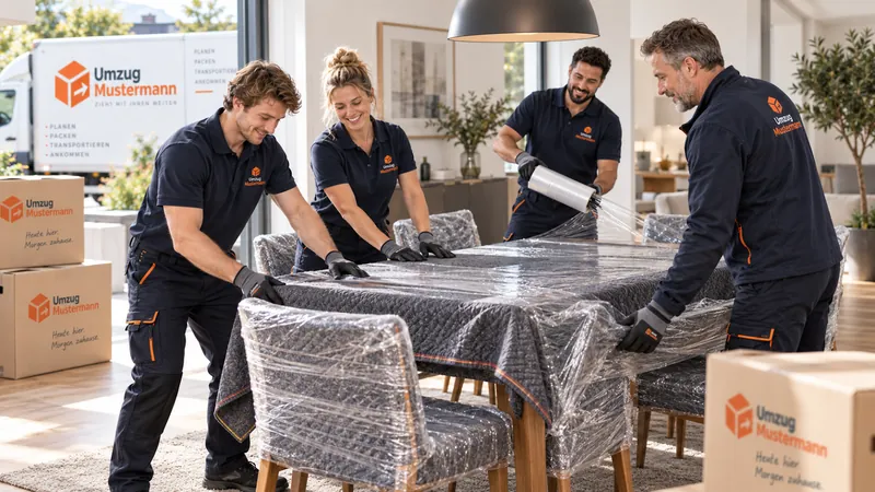 Verpackungsservice - Möbel mit Decken und Stretchfolie schützen