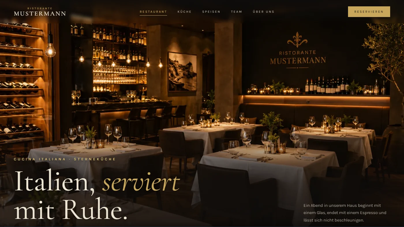 Musterseite eines Restaurants, gestaltet von Greven Medien